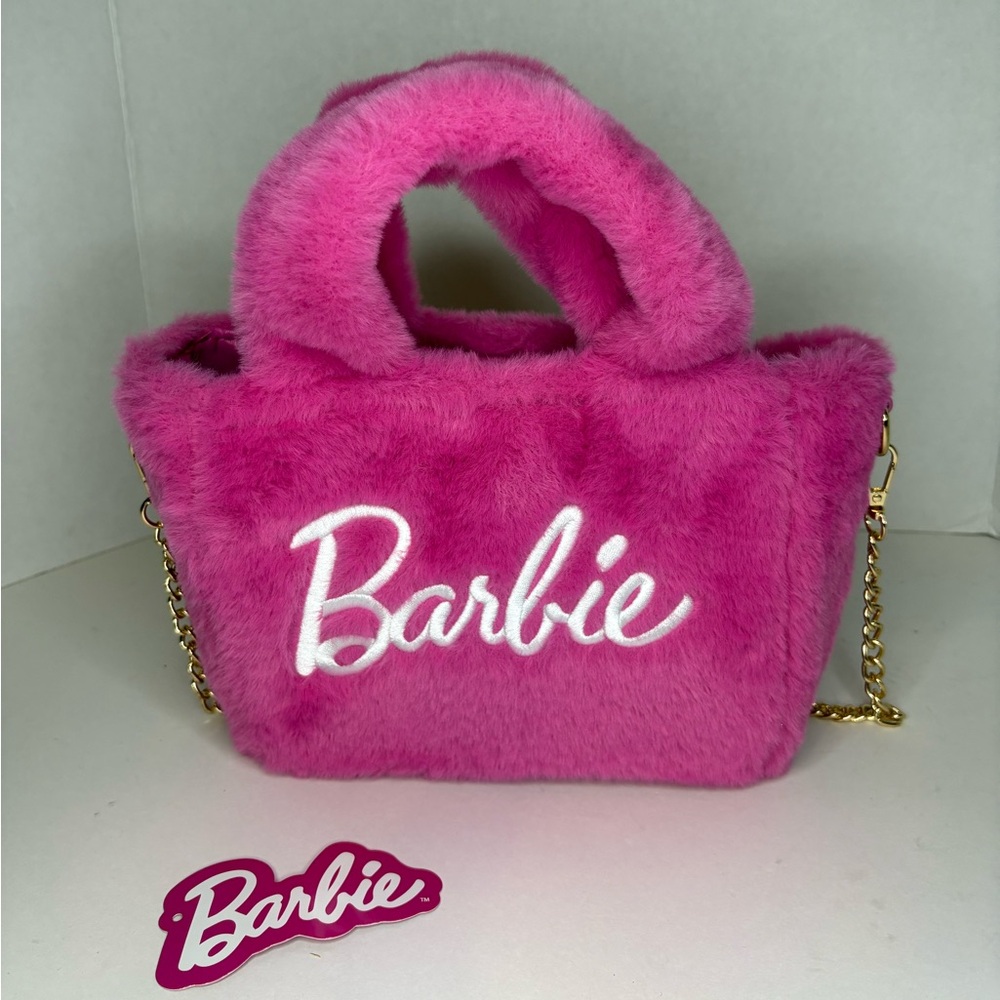 Skinnydip X Barbie Plush Pink Bag with Gold Chain